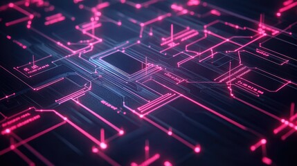 Fototapeta premium Neon-lit digital financial ecosystem showcasing blockchain payments, smart contract automation, and AI-driven market analytics.