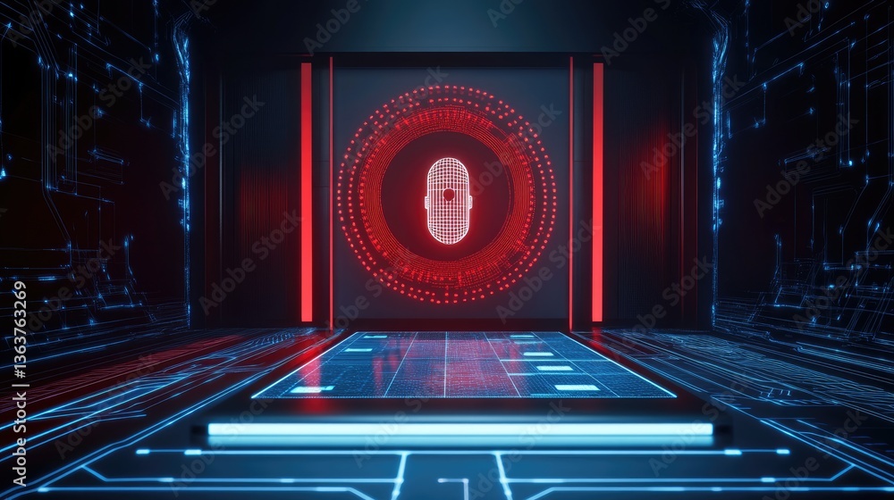 Aufkleber neon-lit futuristic digital banking transaction with ai-driven fraud detection and multi-layer secur