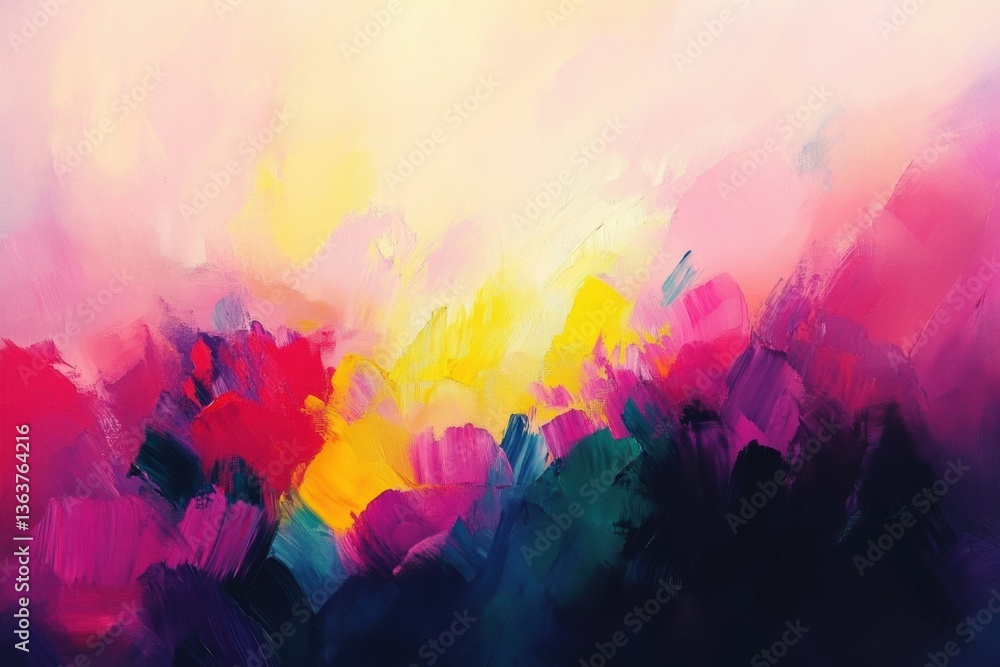 Aufkleber expressive abstract painting with dynamic brushstrokes in vibrant colors creating a modern art aesth