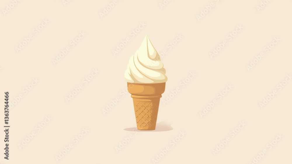 Poster simple illustration ice cream cone cone waffle cones light brown color has waffle like texture fille