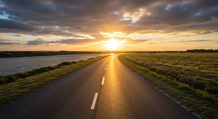 Fototapeta premium Road to Sunset Serenity