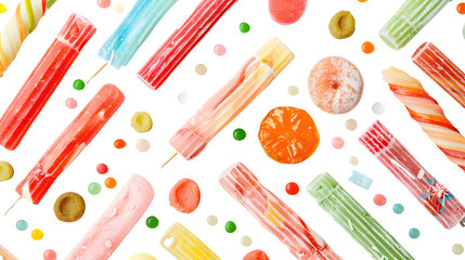 Sweet Treats Colorful Ice Pops and Candies Pattern Background