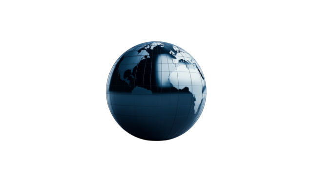 Globe with countries with blue color, world concept, cut out transparent