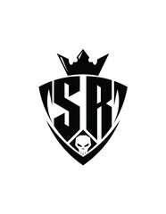 escudo para equipo gaming, monograma letras SR, logotipo, letra S, letra R, vectores