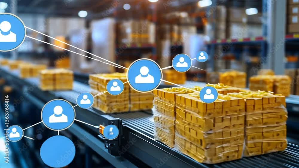 Poster automated warehouse conveyor system with package tracking