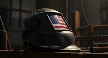 Welder's Helmet with American Flag