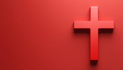Obraz premium Red cross on red background, faith concept