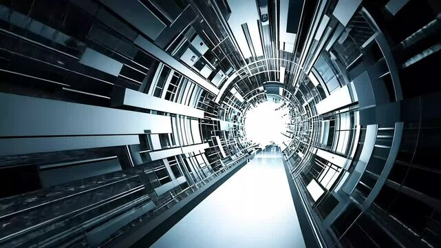 Geometric tunnel vision with white light emitting from end point and shapes