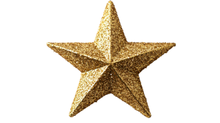 Golden star decoration Christmas, ornament five pointed, cut out transparent