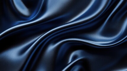 Obraz premium Navy blue silk satin. Dark elegant luxury abstract background with space for design. Shiny smooth fabric. Soft folds. Drapery. Color gradient. Lines. Wavy pattern.