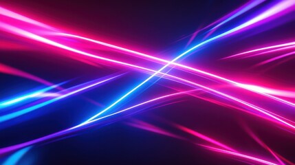 Neon futuristic flashes on black background. Motion light lines backdrop.