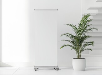 Empty Roll-up Banner in Modern Interior