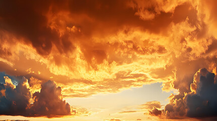 Fototapeta premium Fiery Sunset Cloudscape Panorama