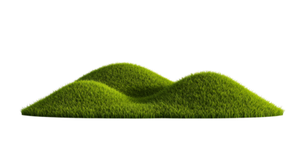 Lush green hills on transparent background for design use
