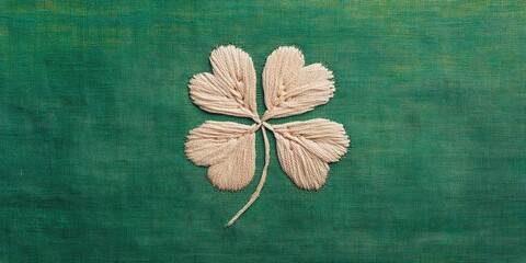 Delicate Four-Leaf Clover Embroidery