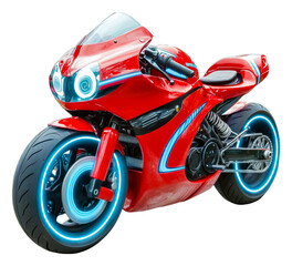 Futuristic motorcycle showcase urban setting digital nighttime isolated on transparent background