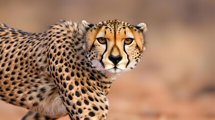 Focused Cheetah In African Savanna