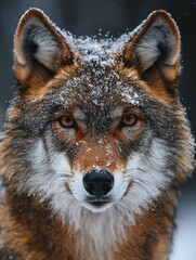 Obraz premium Majestic Snow-Covered Wolf Portrait
