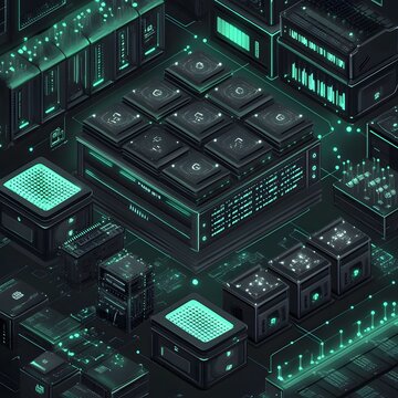 Futuristic Glowing Microchip and Circuit Board Layout in Style