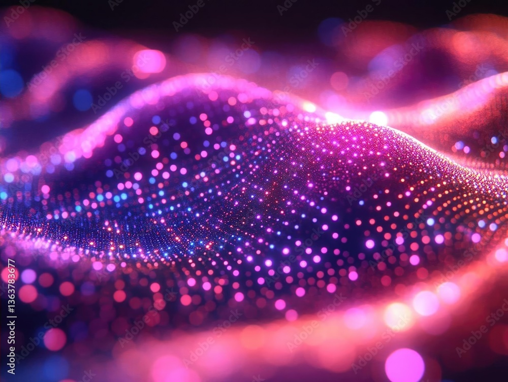 Poster vibrant abstract wave of colorful particles creating a mesmerizing digital landscape