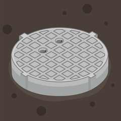 The drainage system functions to regulate water absorption. Infiltration well vector.