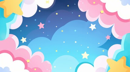 Explore a dreamy vector space background featuring adorable stars in a whimsical flat style. Perfect for creative projects