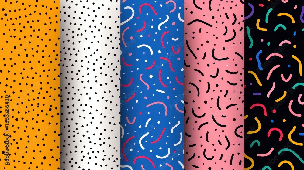 Poster discover a vibrant memphis pattern set that bursts with color, perfect for adding a playful touch to