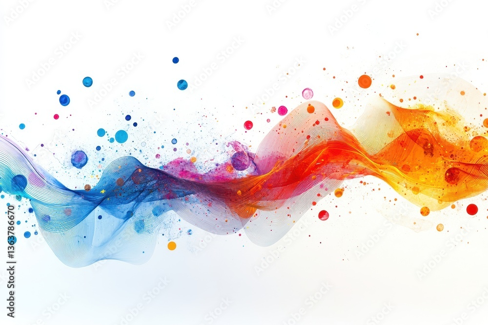 Poster Dynamic abstract art piece featuring colorful lines and dots for vibrant digital backgrounds and design elements, perfect for creative applications and visual storytelling