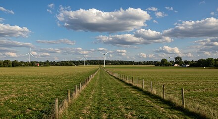 green field and cloudy sky