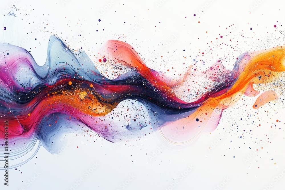 Poster Dynamic abstract art piece featuring colorful lines and dots for vibrant digital backgrounds and design elements, perfect for creative applications and visual storytelling