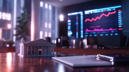 Stock market growth in modern office