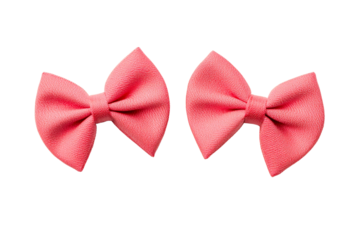 Pink bows on black backdrop. Festive decoration, cut out transparent