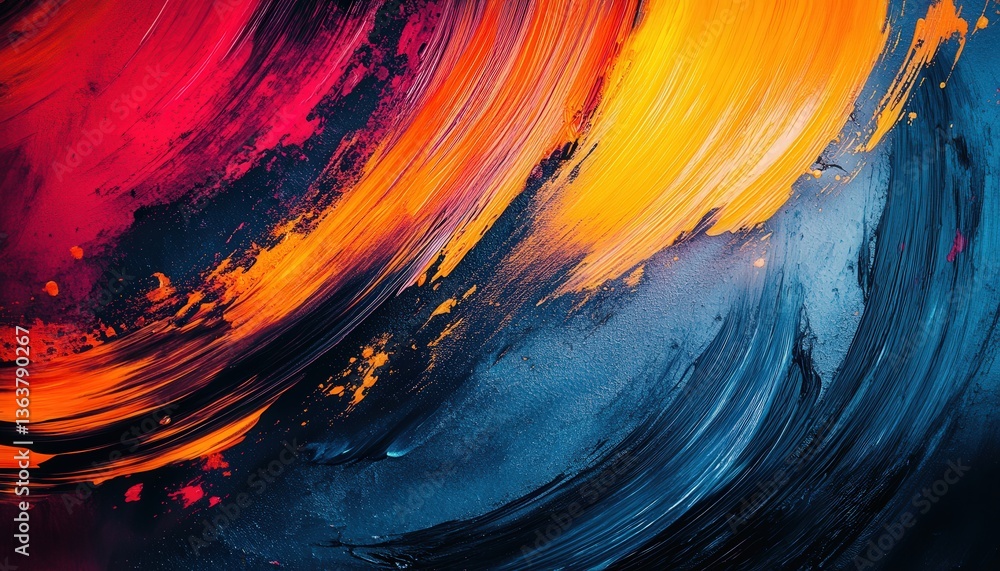 Poster vivid brush stroke background with bold colors and dynamic textures perfect for modern design projec