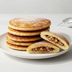 Korean Hotteok Sweet Pancakes with Brown Sugar and Nuts Filling