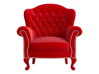 Elegant Red Armchair with Distinctive Design Features