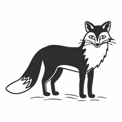 Obraz premium Cute black cat and dog vector illustration with a wild canine silhouette