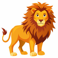 Fototapeta premium Cute cartoon lion vector illustration, a happy wild feline isolated