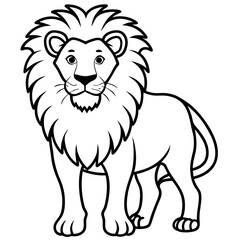 Obraz premium Wild feline lion vector illustration, a cartoon mammal head