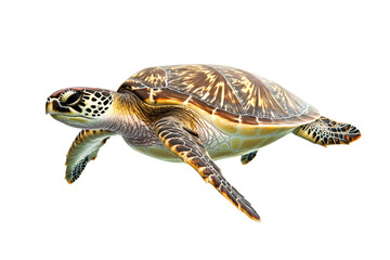 Turtle is swimming in the ocean, isolated