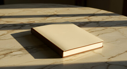 Cream Leather Bound Book On Marble Table