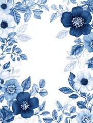 Elegant vintage floral pattern featuring blue flowers and leaves for invitations and backgrounds