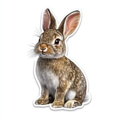 Obraz premium contour-cut sticker Rabbit aesthetic quality of the beautiful, 3d rendering, design sticker, vector art sticker, high resolution, detailed, on white background generated AI