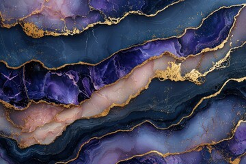 Abstract Purple and Gold Marble Texture: A Luxurious Digital Art