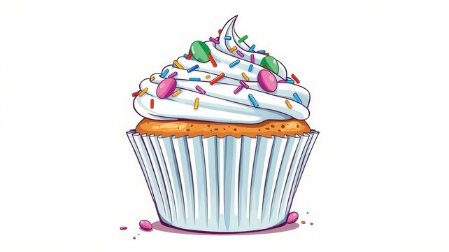 Colorful cupcake with sprinkles in a playful design suitable for baking enthusiasts and dessert lovers