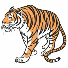 Obraz premium A majestic striped bengal tiger, a powerful feline predator in its wild, orange fur