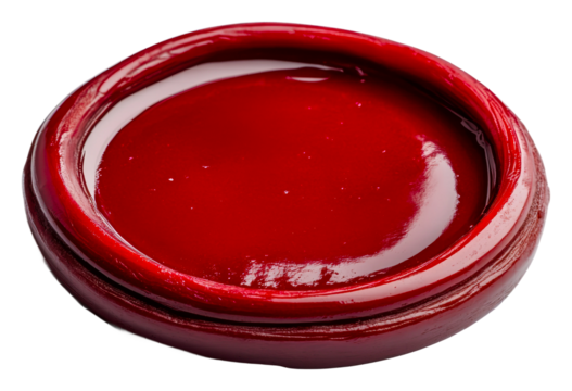 Vibrant red wax seal product detail isolated on transparent background