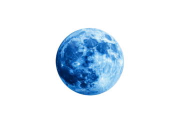 Blue moon is shown in the center of the image, isolated