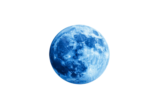 Blue moon is shown in the center of the image, isolated