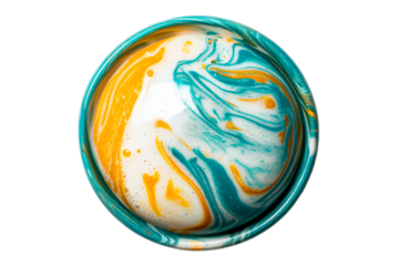 Swirls of Colorful Liquid in a Container, cut out transparent