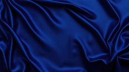 Obraz premium Beautiful dark blue silk satin background. Soft folds on shiny fabric. Luxury background with copy space for text, design. Web banner. Flat lay, top view.